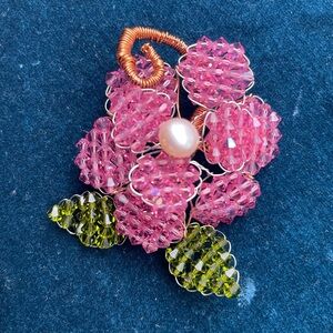 Mindy Lam Pink Swarovski Crystal Flower Pin